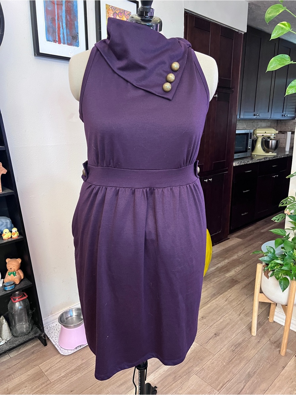 Monteau Sleeveless Cowl-Neck Midi Dress in purple